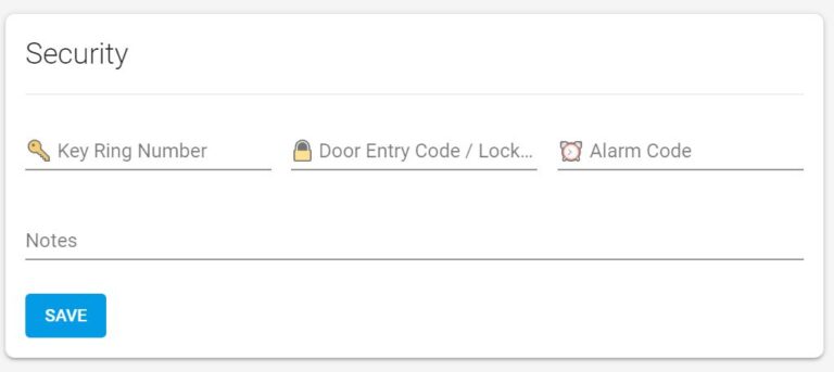 A screenshot of the Security section within the customer record in Pet Sitter Dashboard.