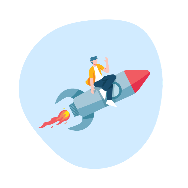 A dog walker on a rocket